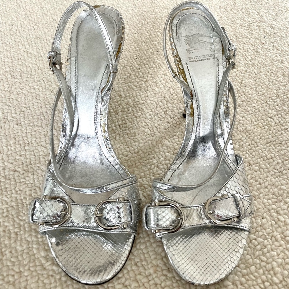 Burberry Silver Python Sandals - image 1